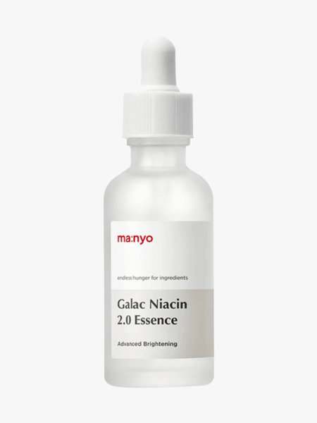 Manyo Galactomy Niacin 2.0 Essence in branded component on a light gray background
