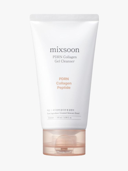 Mixsoon PDRN Collagen Hydrating Gel Cleanser in branded tube component on a light gray background
