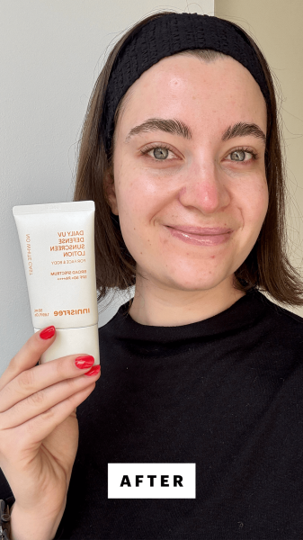 Felbin after applying the Innisfree Daily UV Defense Sunscreen Lotion SPF 50 PA